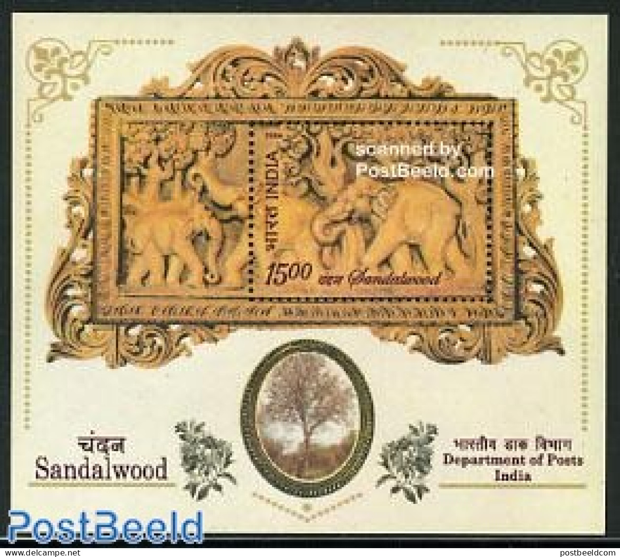 India 2006 Sandalwood S/s, Mint NH, Nature - Various - Elephants - Trees & Forests - Scented Stamps - Ungebraucht