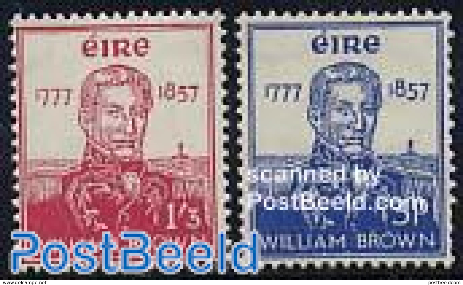 Ireland 1957 William Brown 2v, Unused (hinged), Various - Lighthouses & Safety At Sea - Unused Stamps