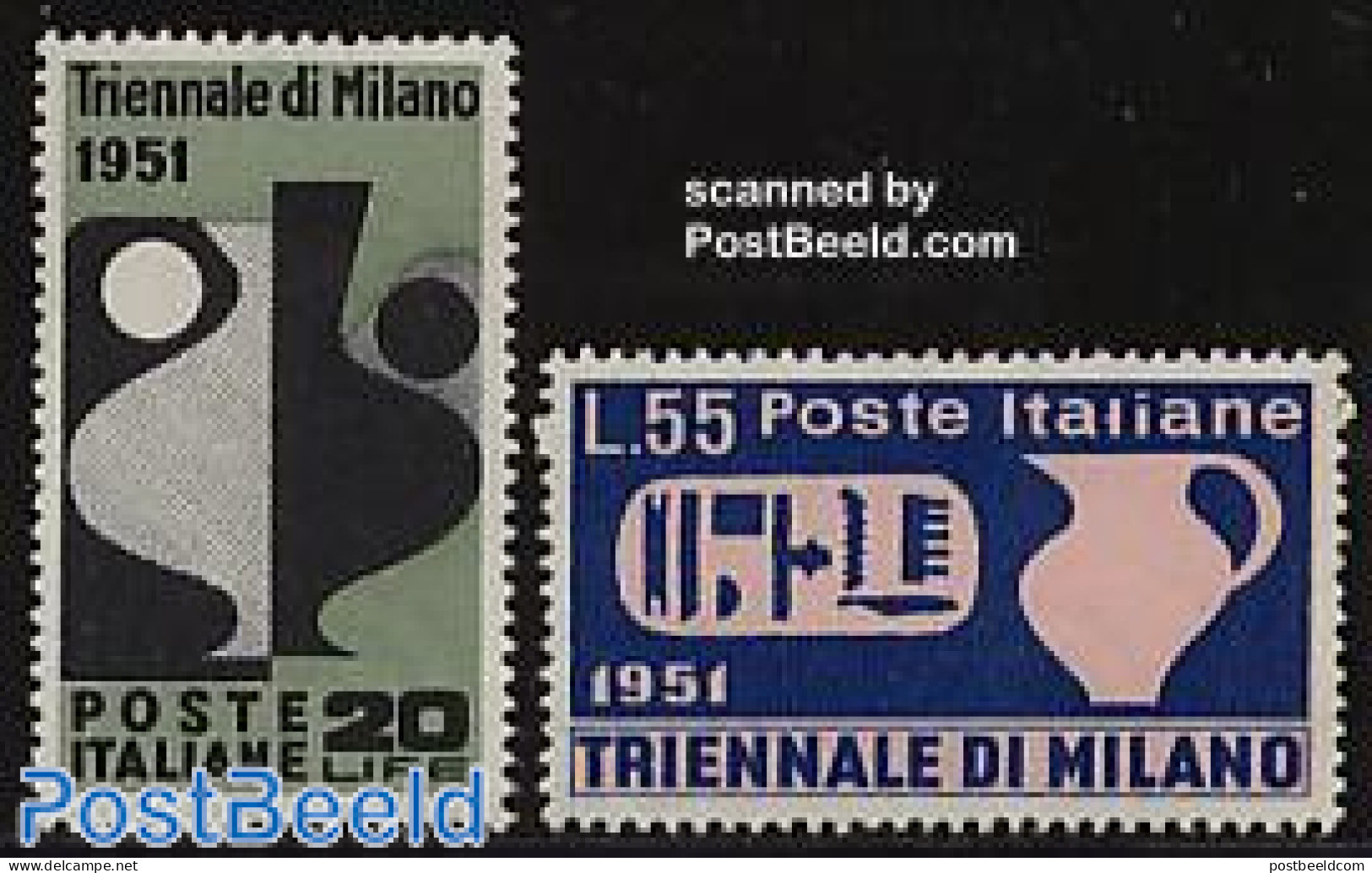 Italy 1951 Milano Trienale 2v, Unused (hinged), Art - Art & Antique Objects - Sonstige & Ohne Zuordnung