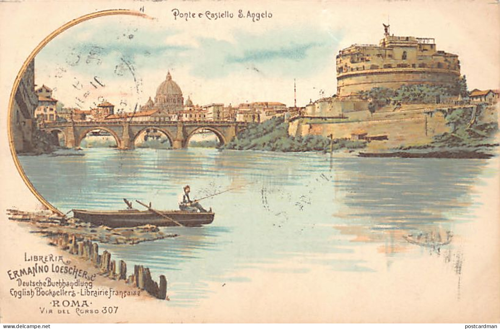 ROMA - Litografia - Ponte E Castello S. Angelo - Libreria Eermanno Loescher - Andere & Zonder Classificatie