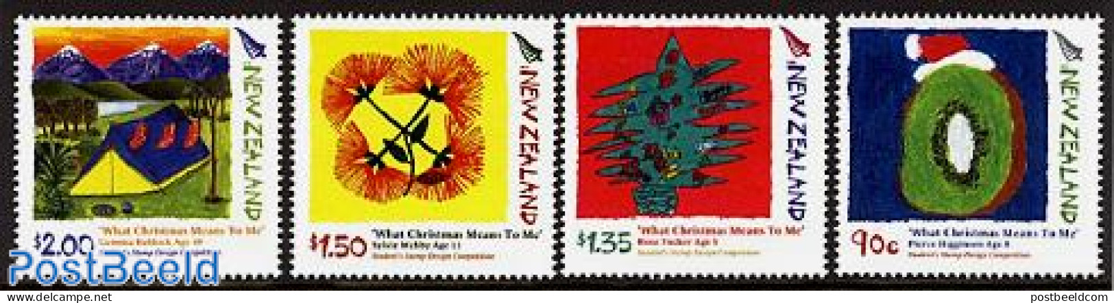 New Zealand 2006 Christmas, Children Stamp Design 4v, Mint NH, Religion - Christmas - Art - Children Drawings - Unused Stamps