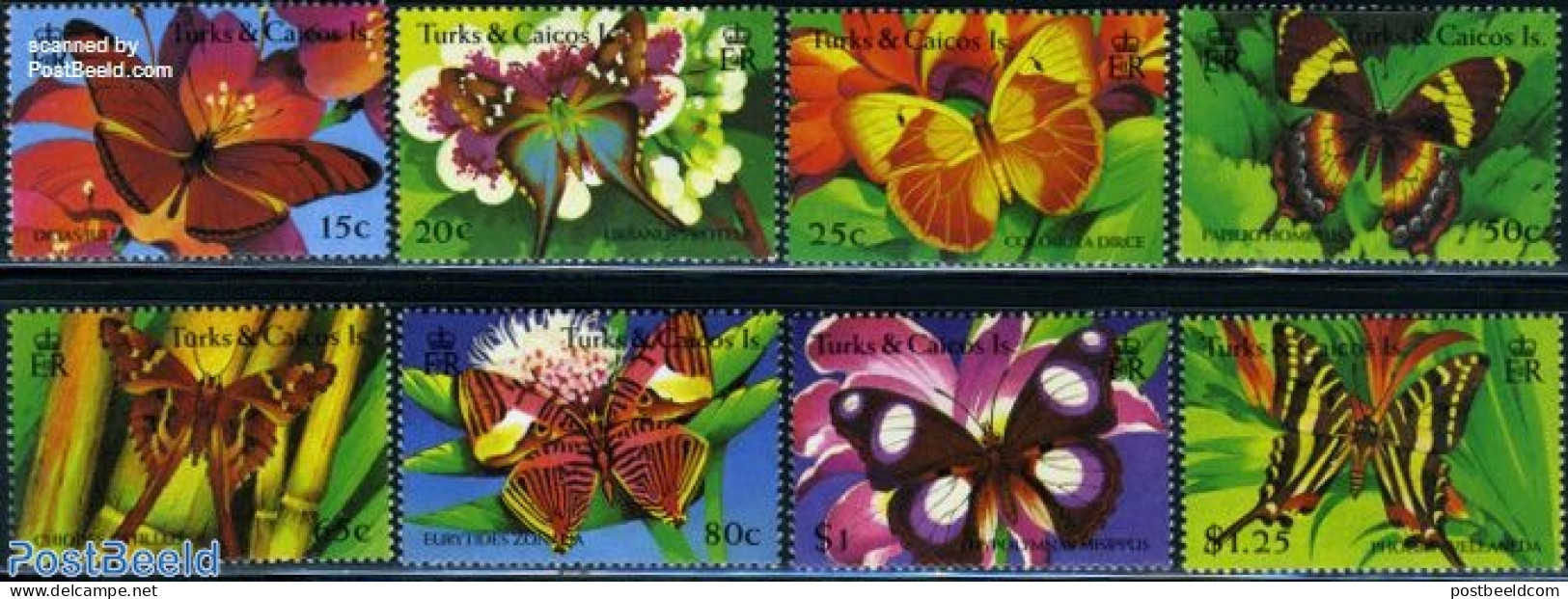 Turks And Caicos Islands 1994 Butterflies 8v, Mint NH, Nature - Butterflies - Sonstige & Ohne Zuordnung