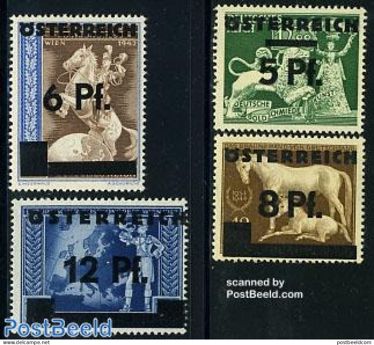 Austria 1945 Overprints 4v, Mint NH, History - Nature - Various - Europa Hang-on Issues - Horses - Maps - Neufs