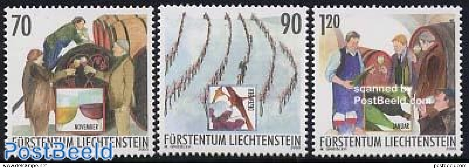 Liechtenstein 2003 Wine 3v, Mint NH, Nature - Wine & Winery - Unused Stamps