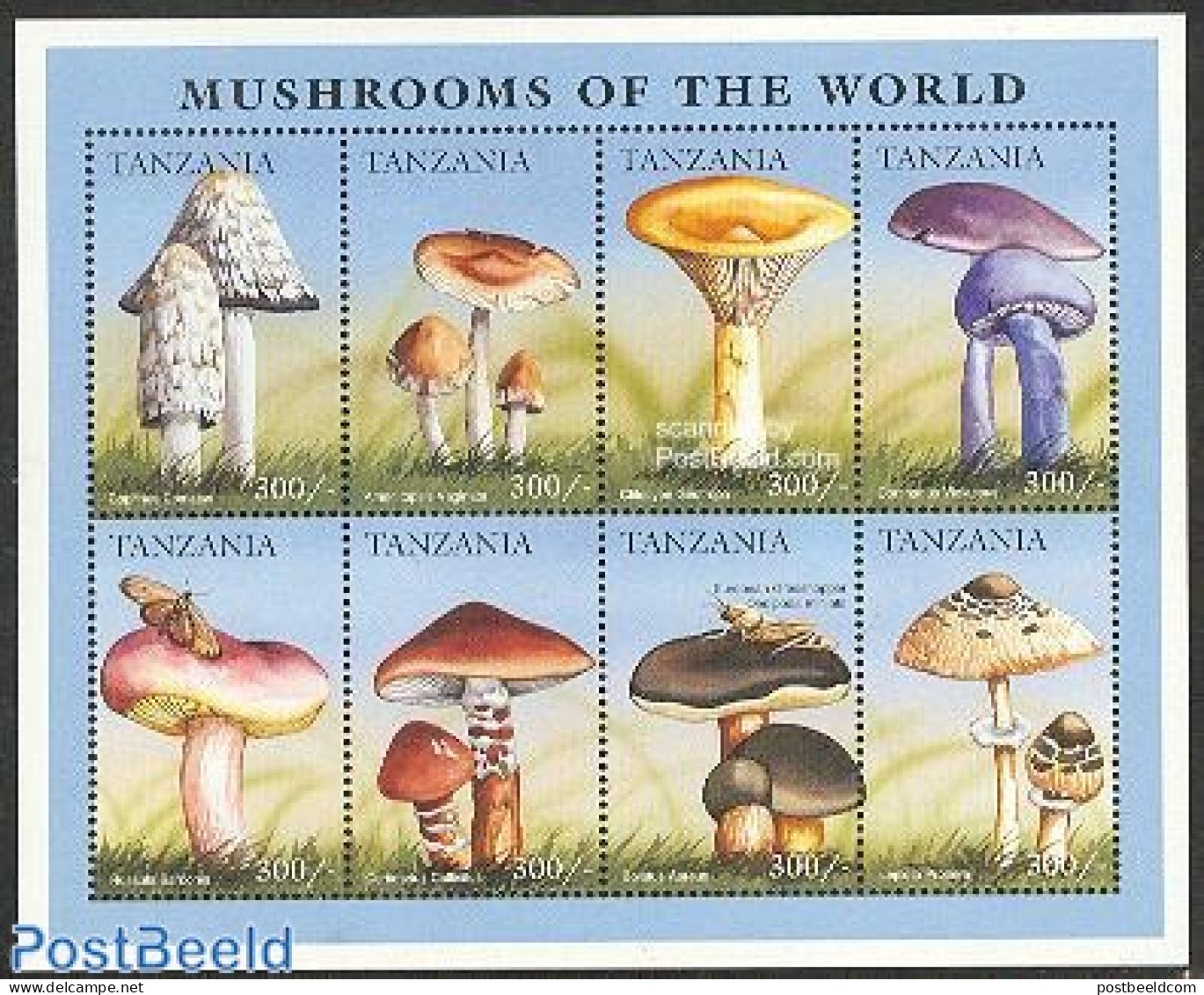 Tanzania 1996 Mushrooms/insects 8v M/s /Coprinus Comatus, Mint NH, Nature - Butterflies - Insects - Mushrooms - Pilze