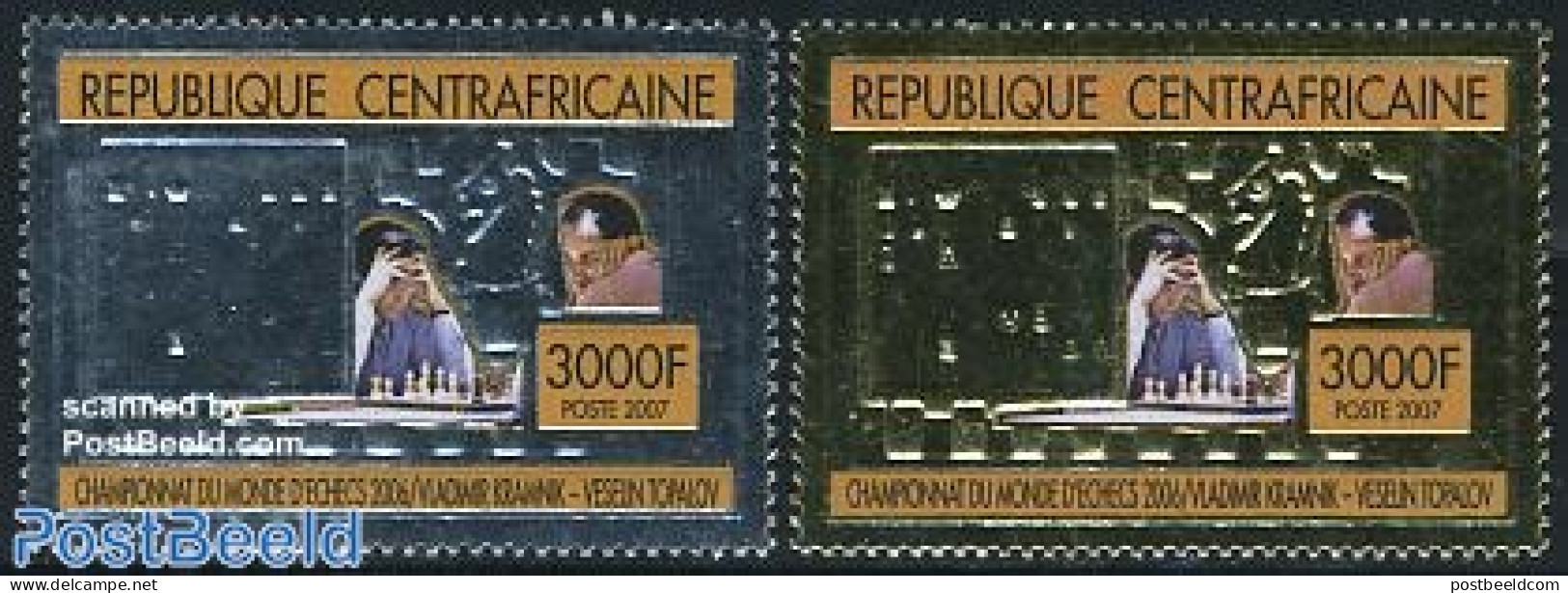 Central Africa 2007 Chess 2v, Silver, Gold, Mint NH, Sport - Chess - Echecs