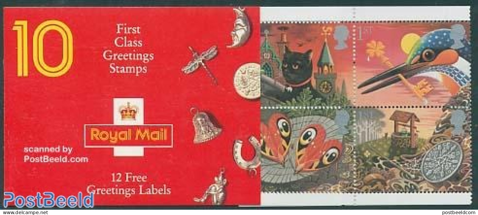 Great Britain 1991 Greetings 10v In Booklet, Mint NH, Nature - Various - Birds - Butterflies - Cats - Ducks - Stamp Bo.. - Neufs
