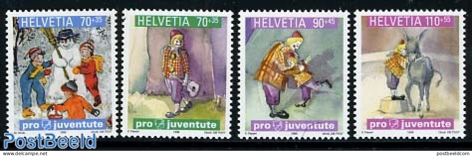 Switzerland 1999 Pro Juventute, Children Books 4v, Mint NH, Performance Art - Circus - Art - Children's Books Illustra.. - Ongebruikt