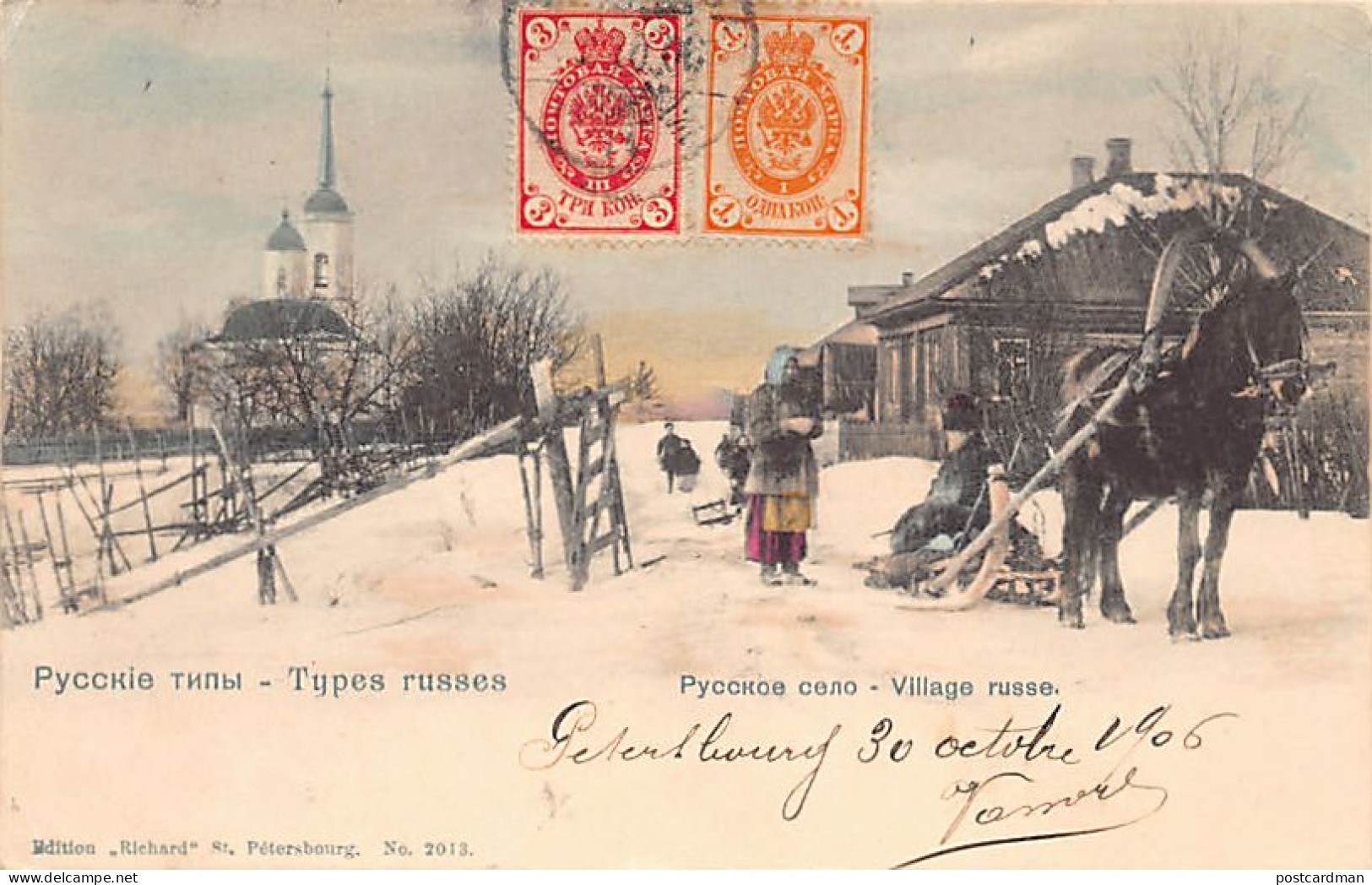 RUSSIA - Russian Types - Russian Village - Sleigh - Publ. Richard 2013 - Russia