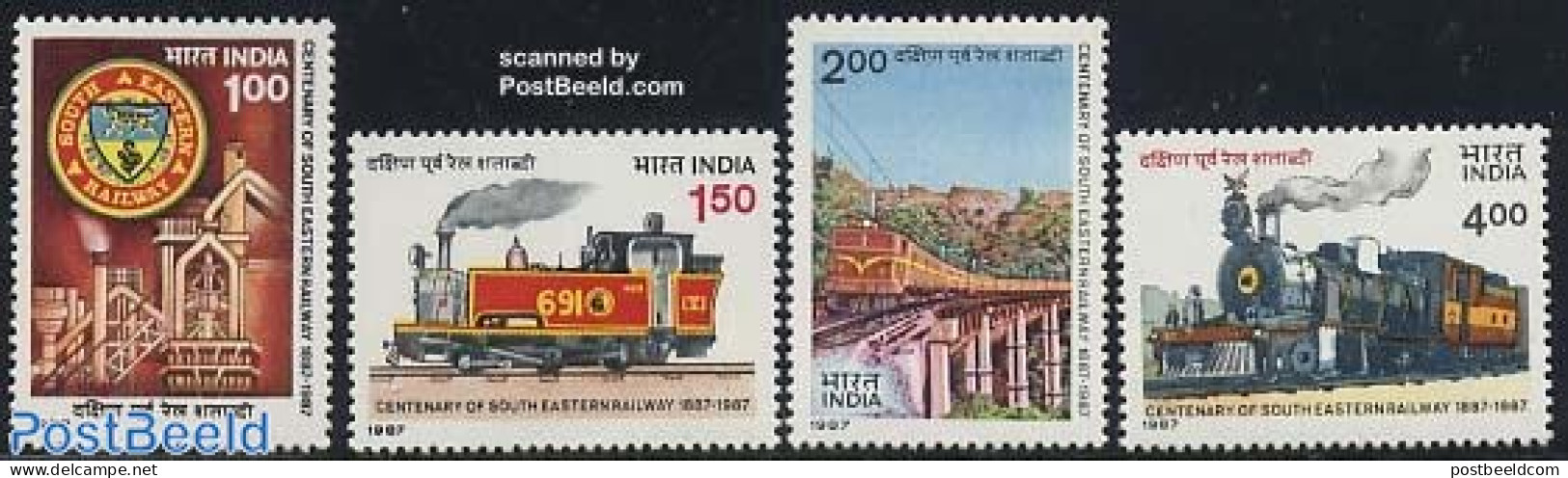 India 1987 South Eastern Railway 4v, Mint NH, Transport - Railways - Unused Stamps