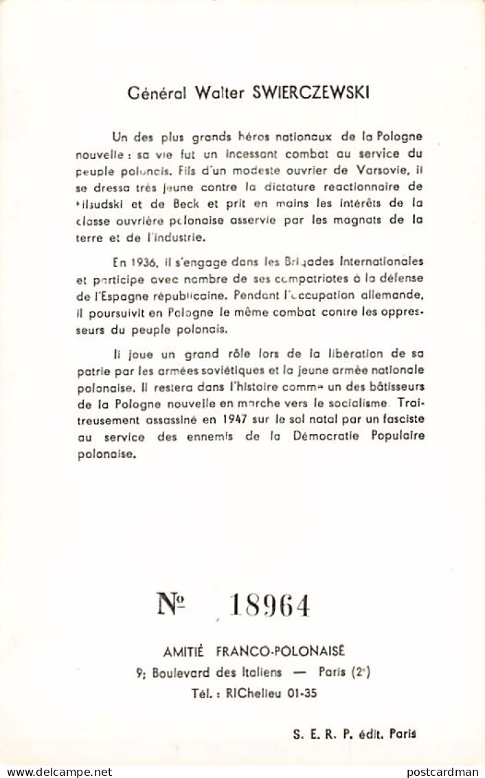 Poland - General Walter Świerczewski, Polish And Soviet Red Army General And Statesman - Publ. Franco-Polish Friendship  - Pologne