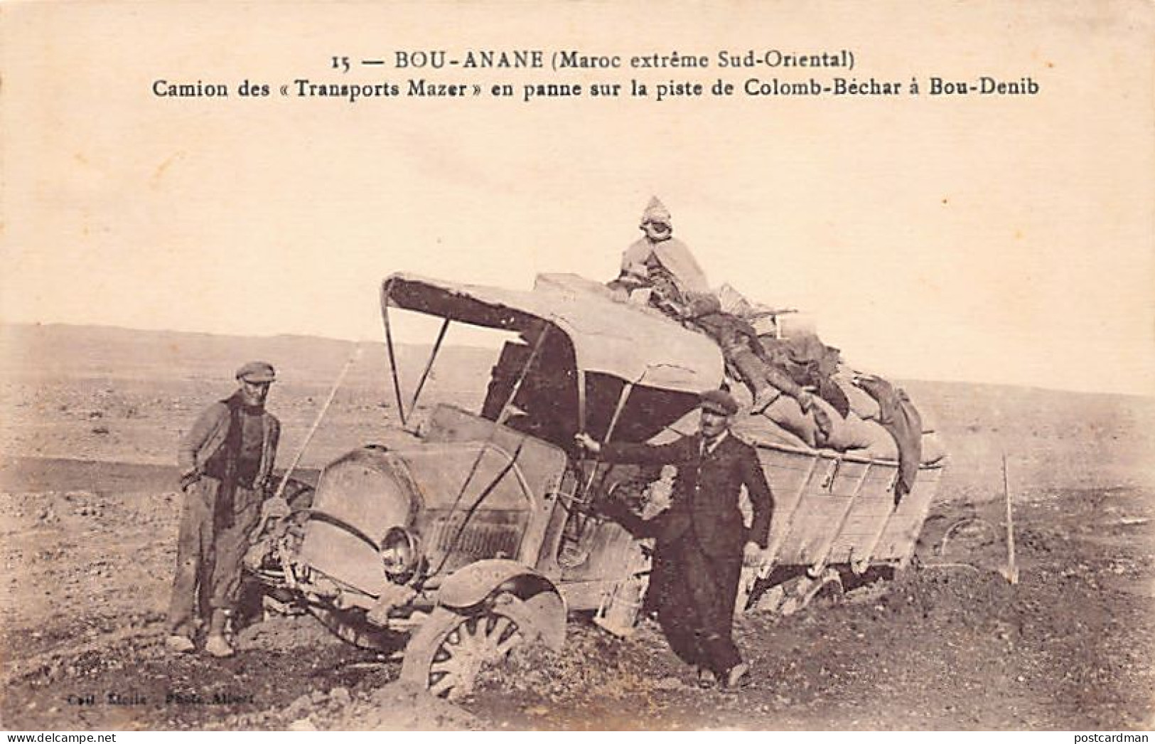 Maroc - BOU ANAN Bouanane - Camion Des Transports Mazer En Panne Sur La Piste De Colomb-Béchar à Bou-Dénib (Boudnib) - E - Autres & Non Classés