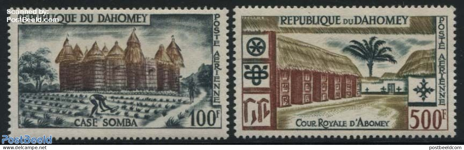 Dahomey 1960 Definitives 2v, Mint NH, Various - Agriculture - Art - Architecture - Agricultura