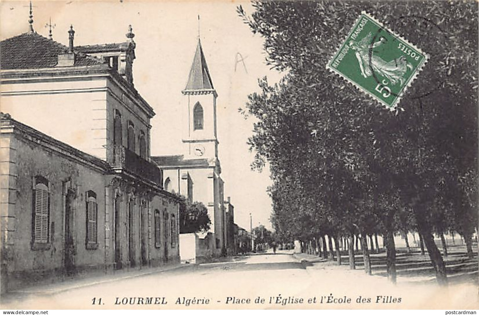 LOURMEL El Amria - Place De L'église Et Ecole Des Filles - Ed. Boumendil 11 - Other & Unclassified