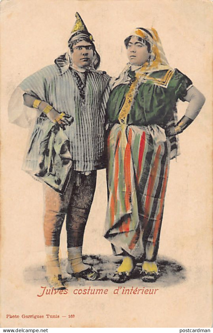 Judaica - TUNISIE - Juives Costume D'intérieur - Ed. Garrigues 169 Aquarellée - Jewish