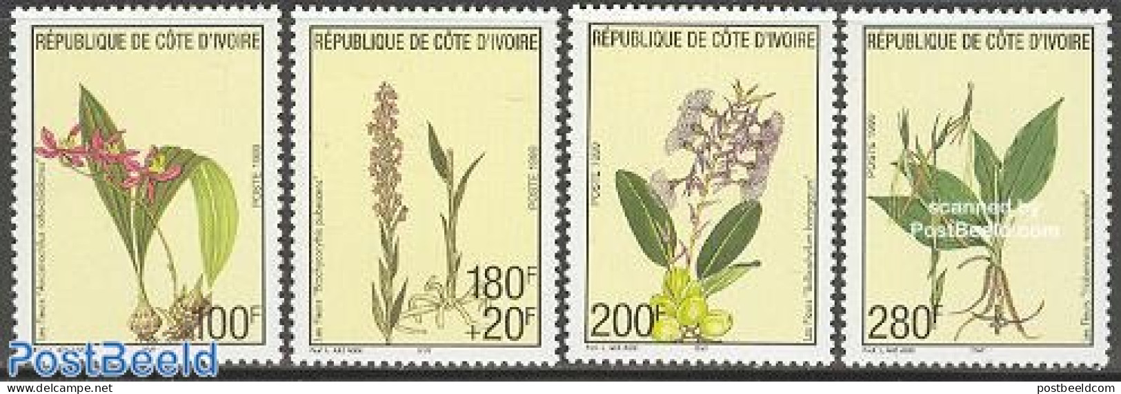 Ivory Coast 1999 Orchids 4v, Mint NH, Nature - Flowers & Plants - Orchids - Neufs