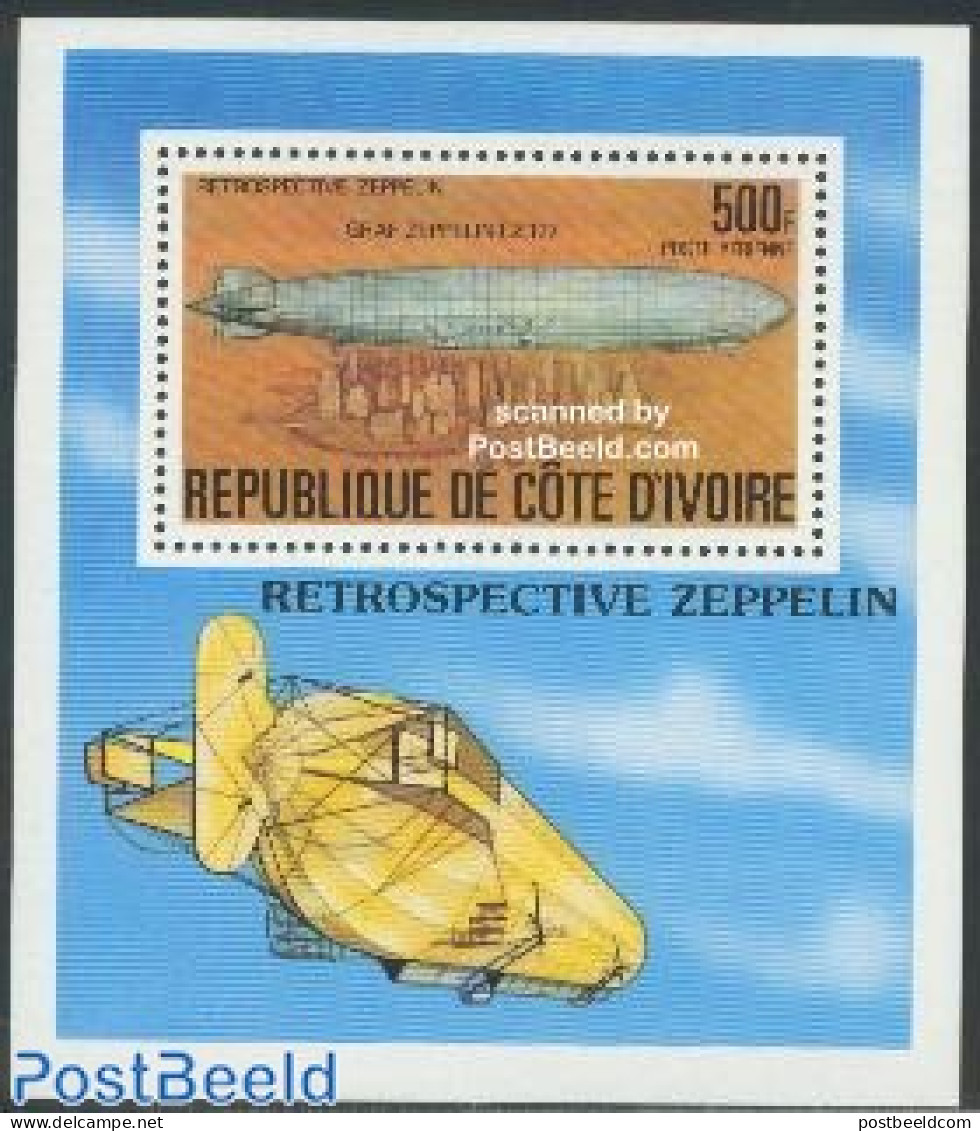 Ivory Coast 1977 Graf Zeppelin LZ127 S/S, Mint NH, Transport - Zeppelins - Unused Stamps