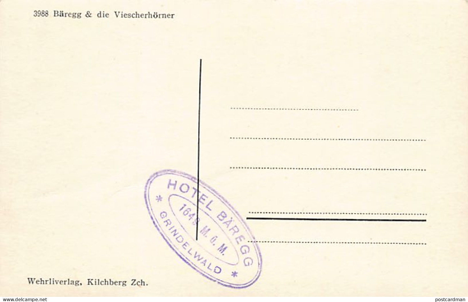 Grindelwald (BE) Bäregg & Die Viescherhörner - Verlag Wehrli 3988 - Grindelwald
