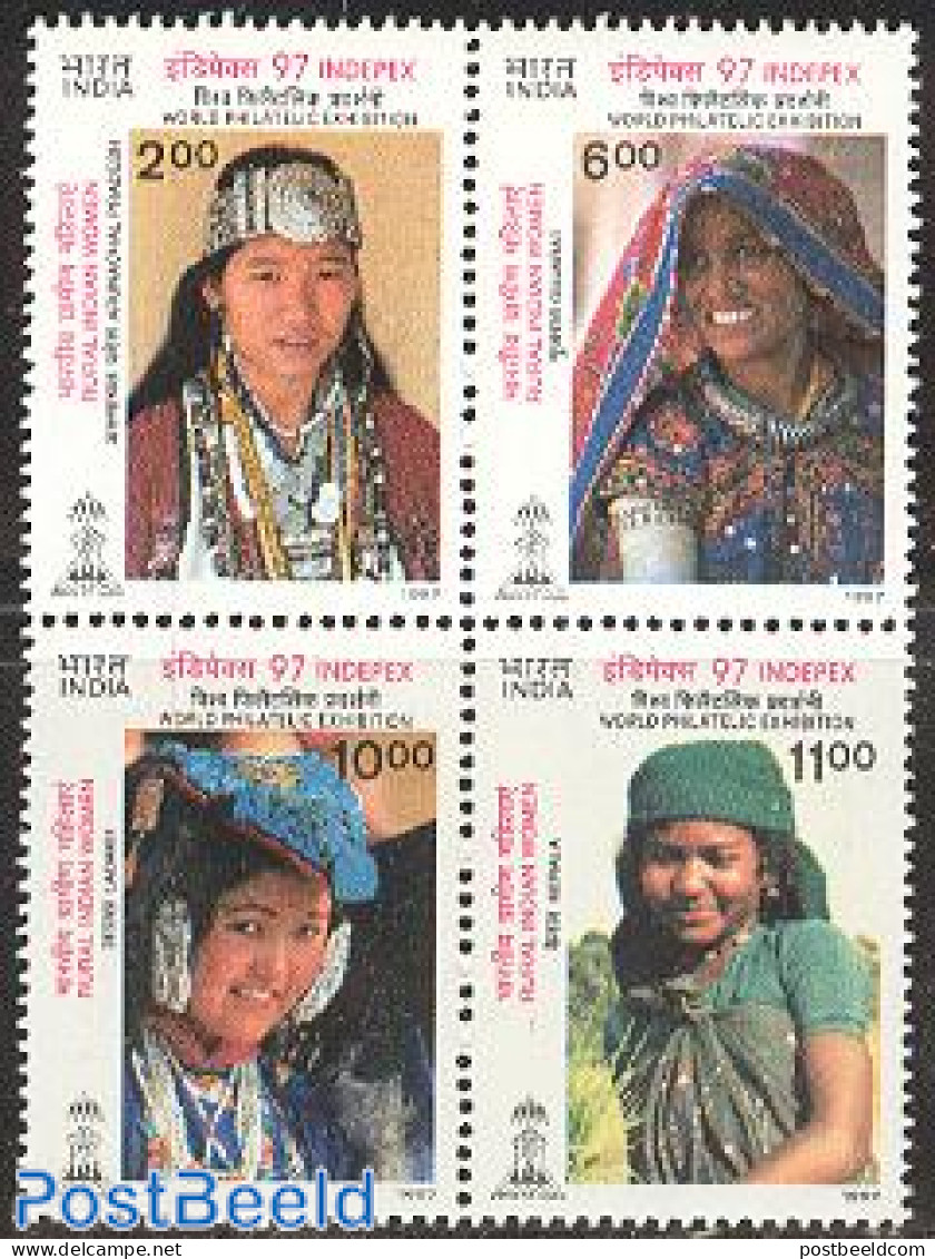 India 1997 Indepex 4v [+], Mint NH, Various - Costumes - Unused Stamps