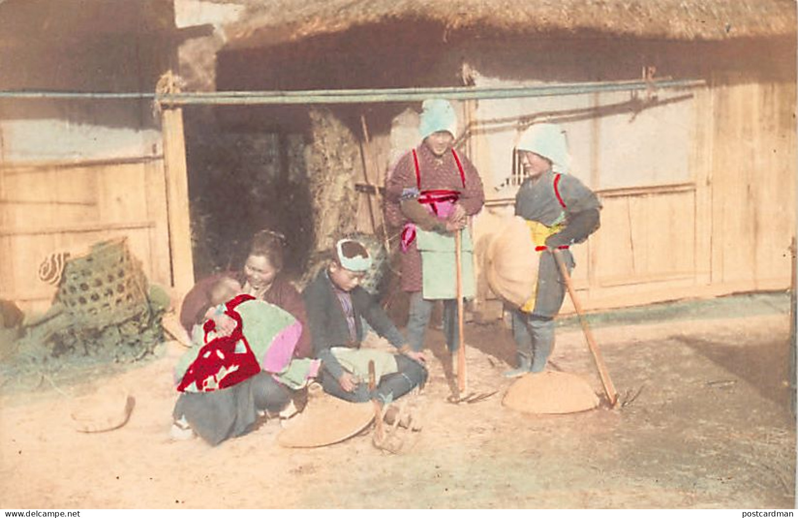 Japan - Group Of Peasants - REAL PHOTO Tinted - Other & Unclassified