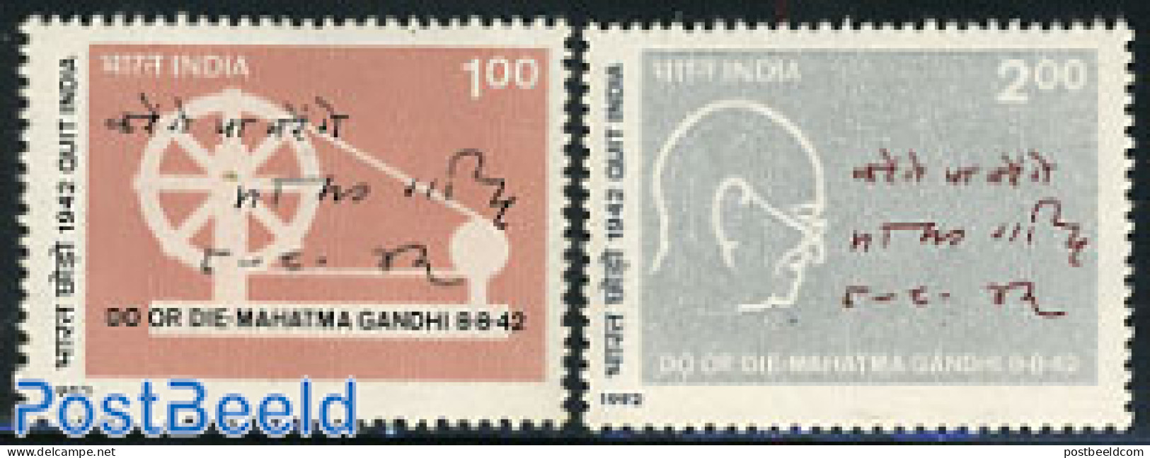 India 1992 Leave India Association 2v, Mint NH, History - Various - Gandhi - Textiles - Art - Handwriting And Autographs - Ongebruikt