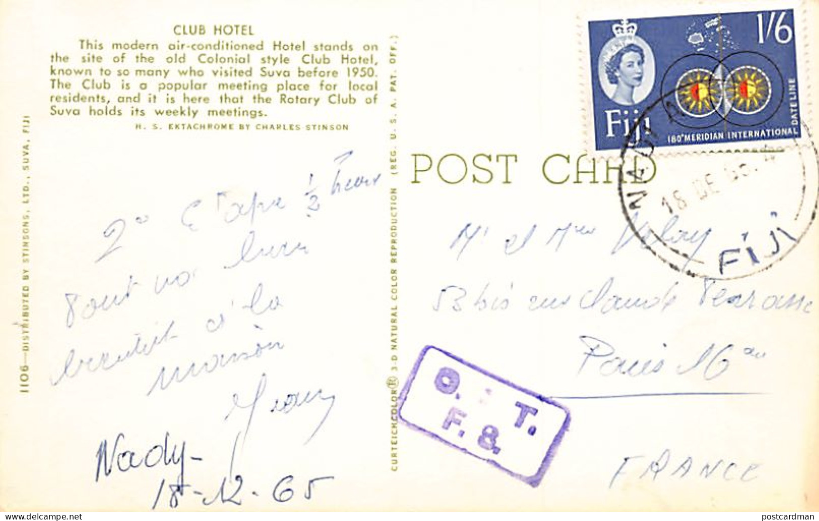 Fiji - SUVA - Club Hotel - Publ. Stinsons Ltd. 1106 - Fiji