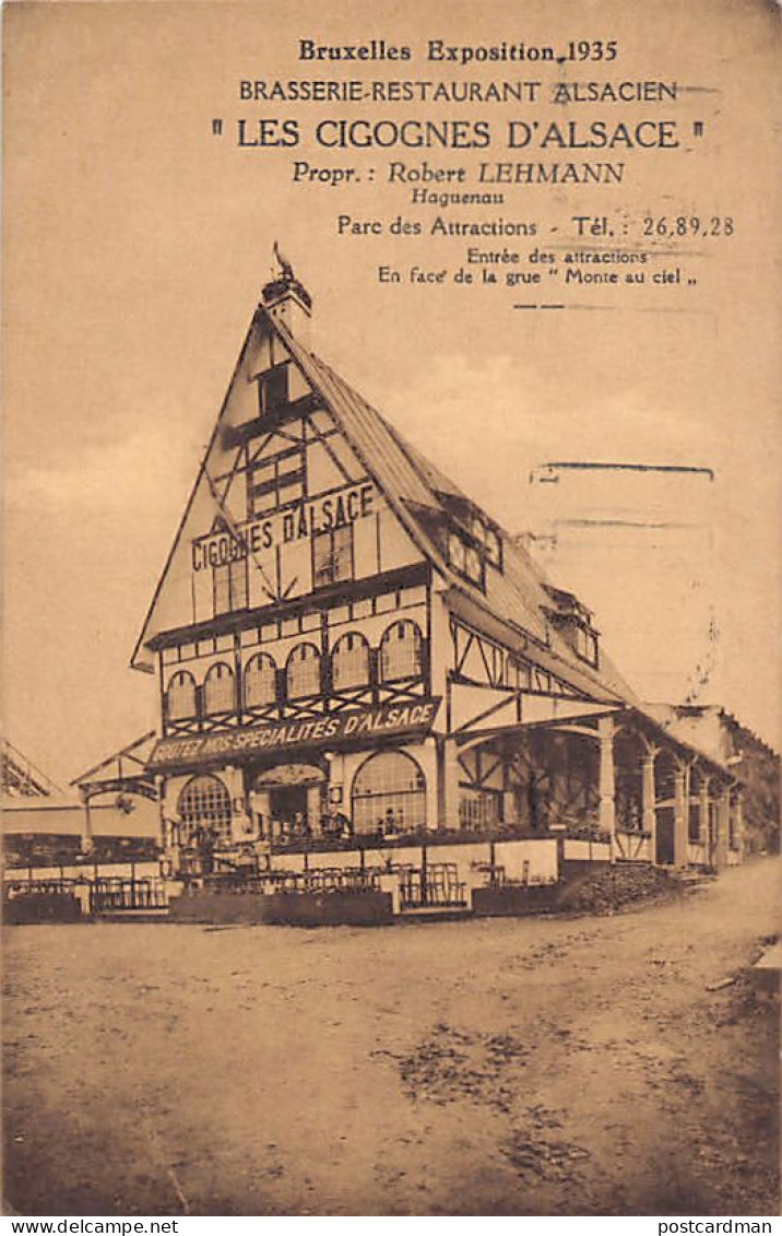 BRUXELLES EXPOSITION 1935 - Brasserie Restaurant Alsacien Les Cigognes D'Alsace - Expositions Universelles