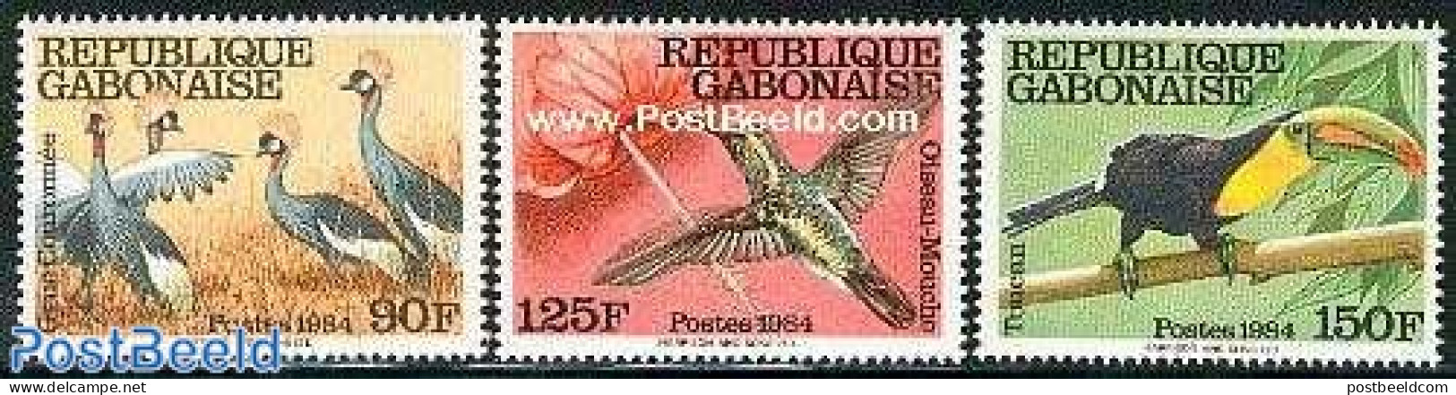 Gabon 1984 Birds 3v, Mint NH, Nature - Birds - Hummingbirds - Toucans - Ongebruikt