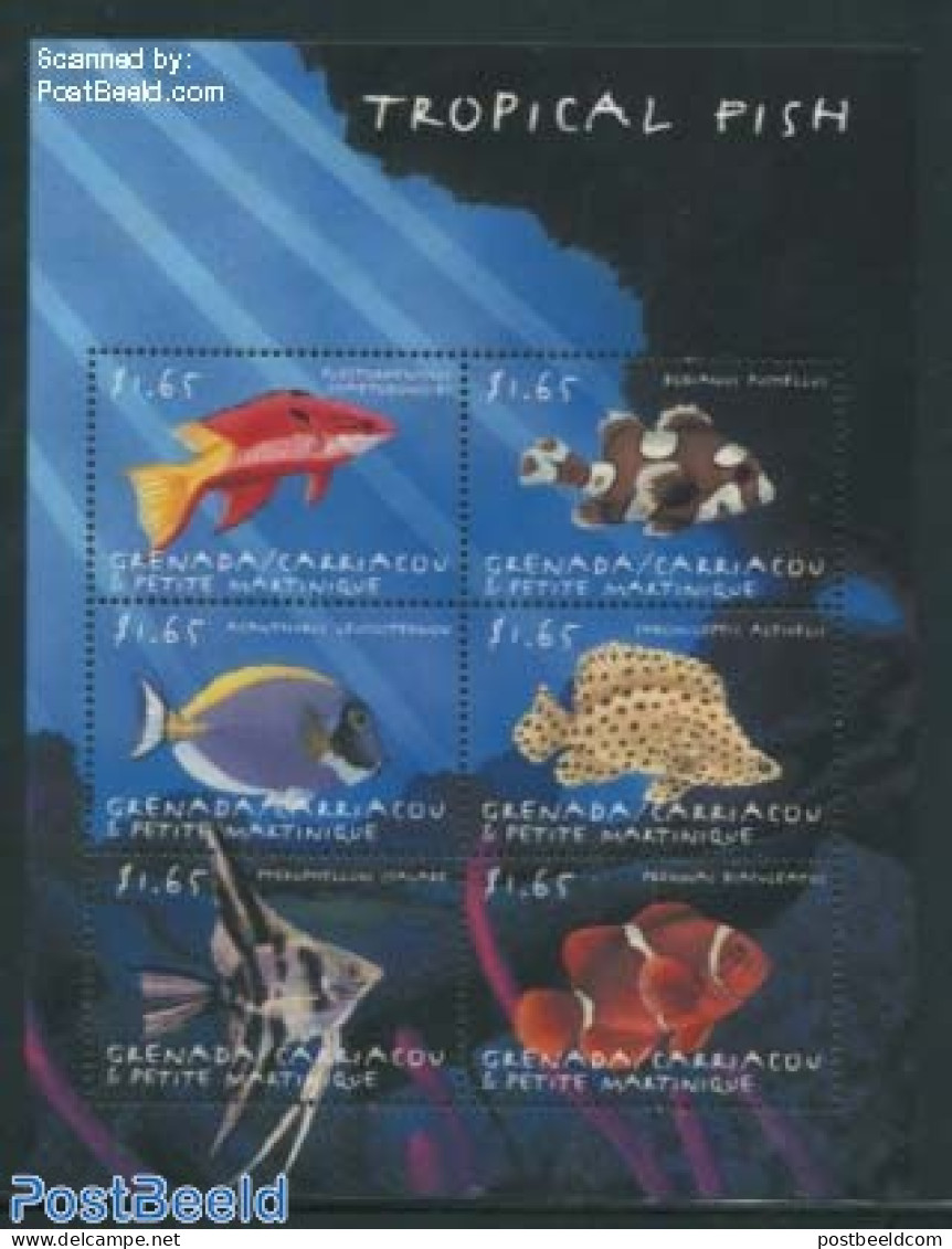 Grenada Grenadines 2000 Tropical Fish 6v M/s, Mint NH, Nature - Fish - Fische