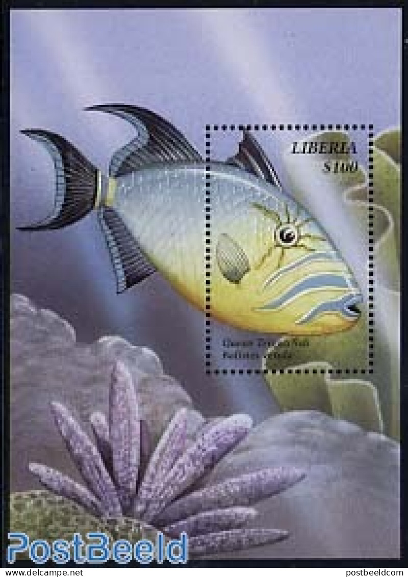 Liberia 1999 Queen Triggerfish S/s, Mint NH, Nature - Fish - Poissons