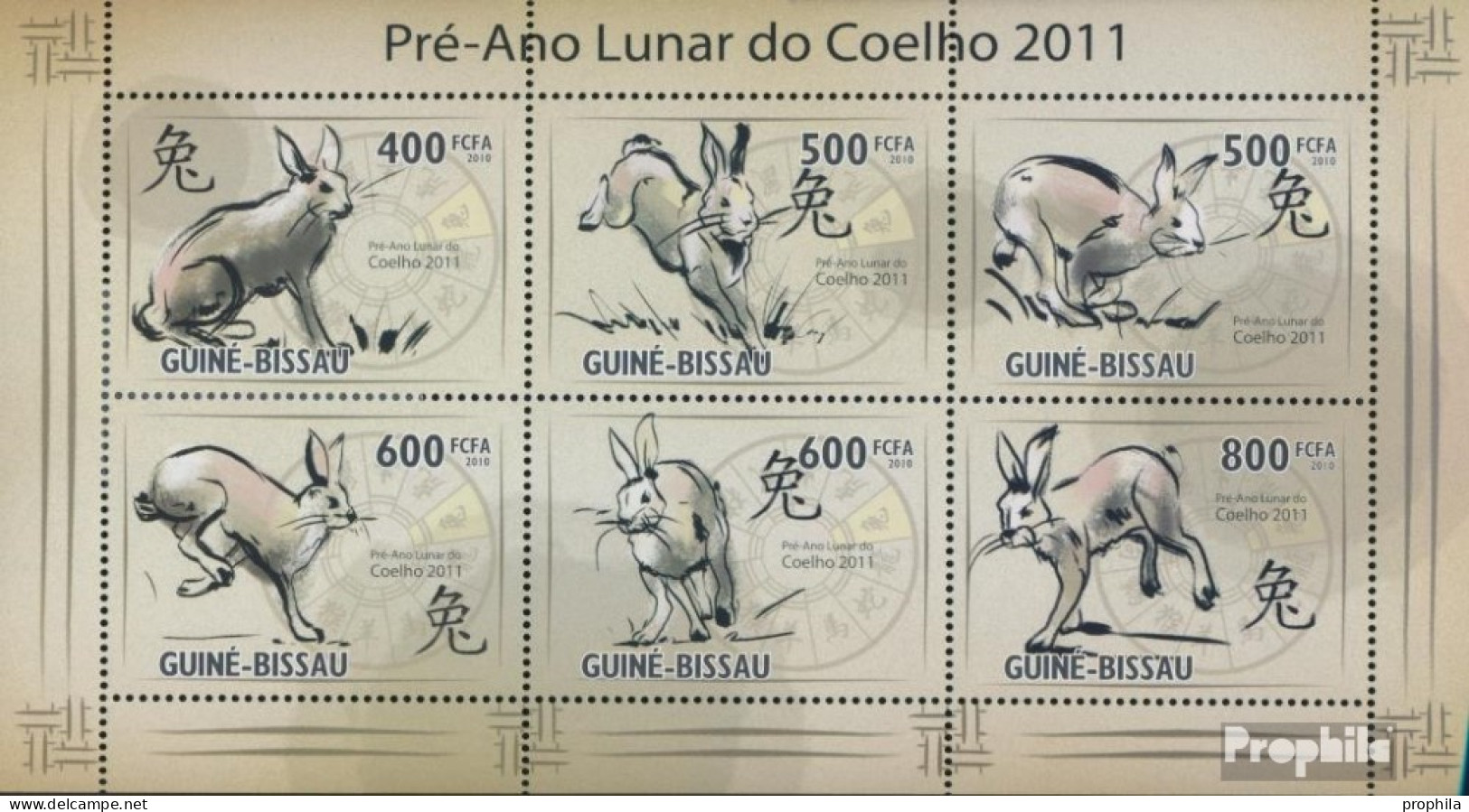 Guinea-Bissau 4791-4796 Kleinbogen (kompl. Ausgabe) Postfrisch 2010 Vormondjahr Des Kaninchens 2011 - Guinea-Bissau