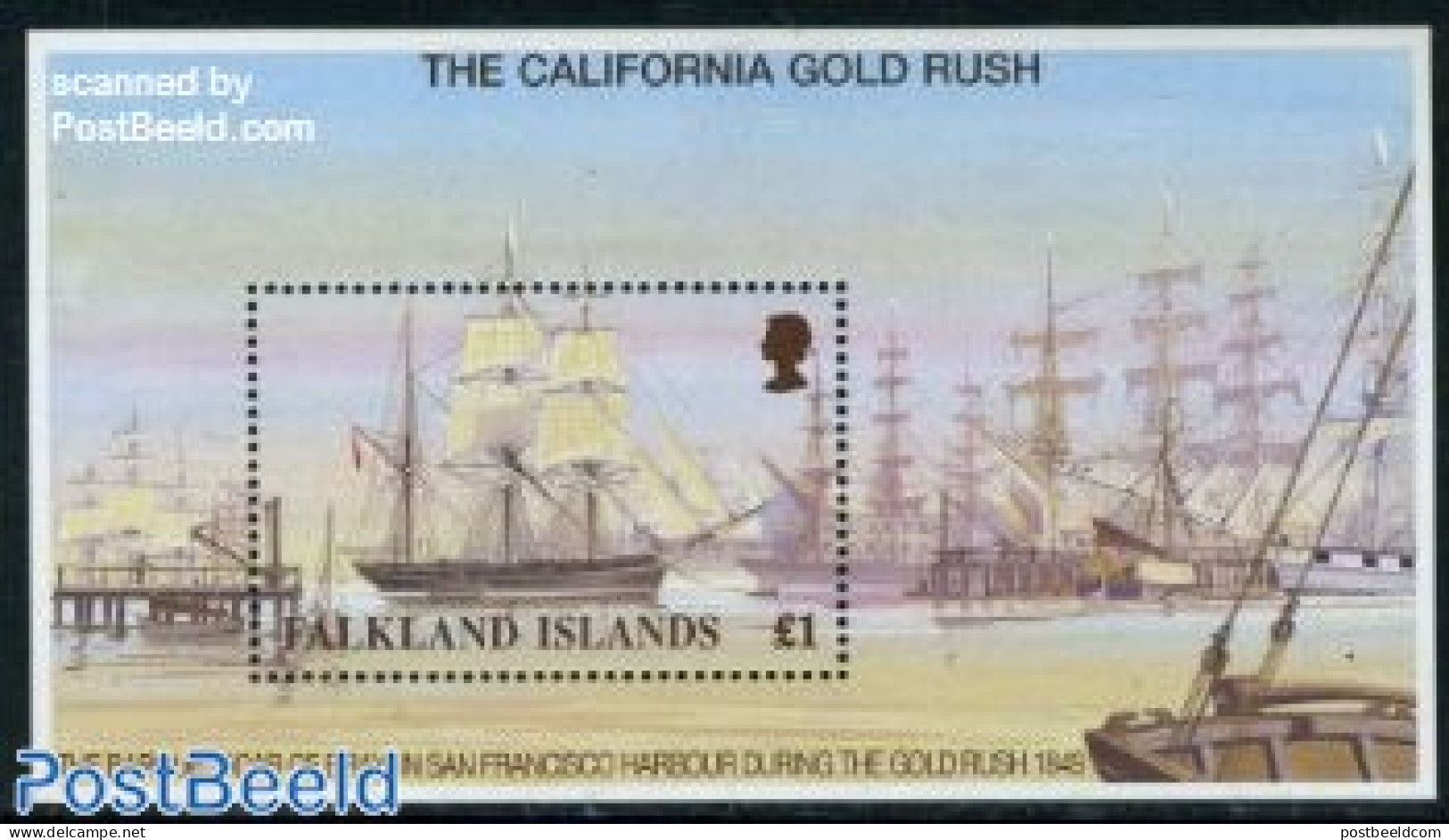 Falkland Islands 1999 Gold Rush S/s, Mint NH, Science - Transport - Mining - Ships And Boats - Boten