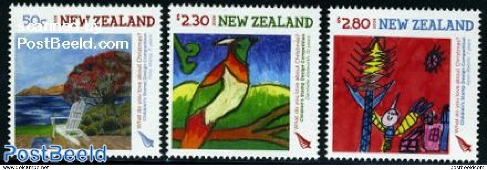New Zealand 2009 Christmas 3v, Mint NH, Religion - Christmas - Art - Children Drawings - Modern Art (1850-present) - Unused Stamps
