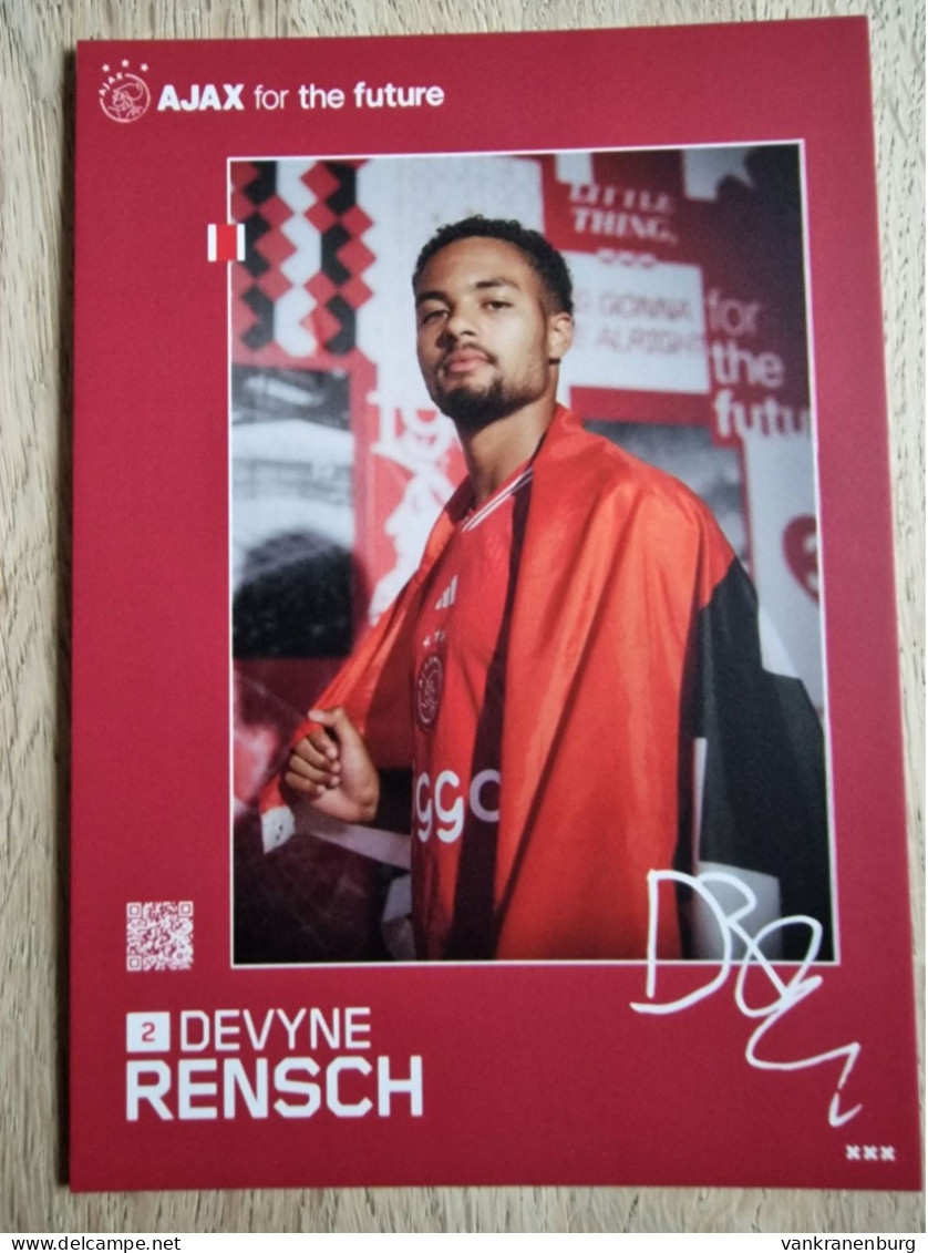 Card Devyne Rensch - Ajax Amsterdam - 2023-2024 - Football - Soccer - Voetbal - Fussball - VV Unicum - Soccer