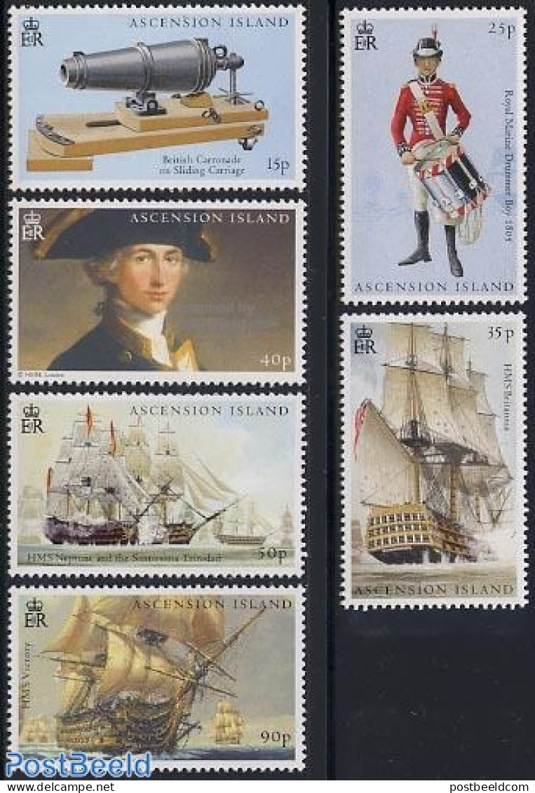 Ascension 2005 Battle Of Trafalgar 6v, Mint NH, Transport - Various - Ships And Boats - Other Material Than Paper - Un.. - Boten