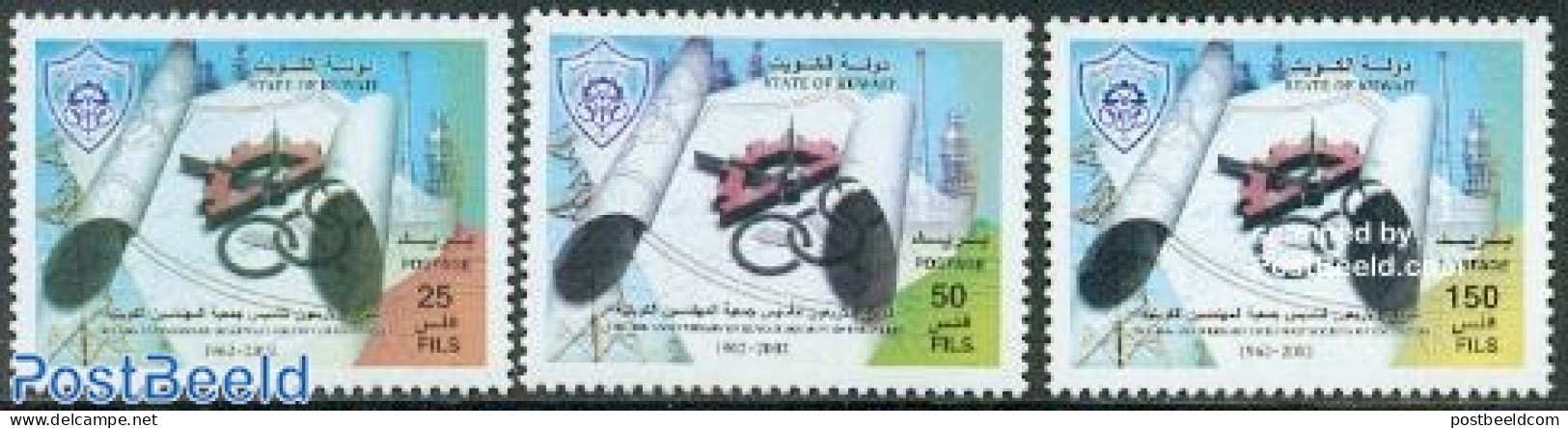 Kuwait 2002 Technical Planning 3v, Mint NH, Science - Various - Weights & Measures - Industry - Fabbriche E Imprese