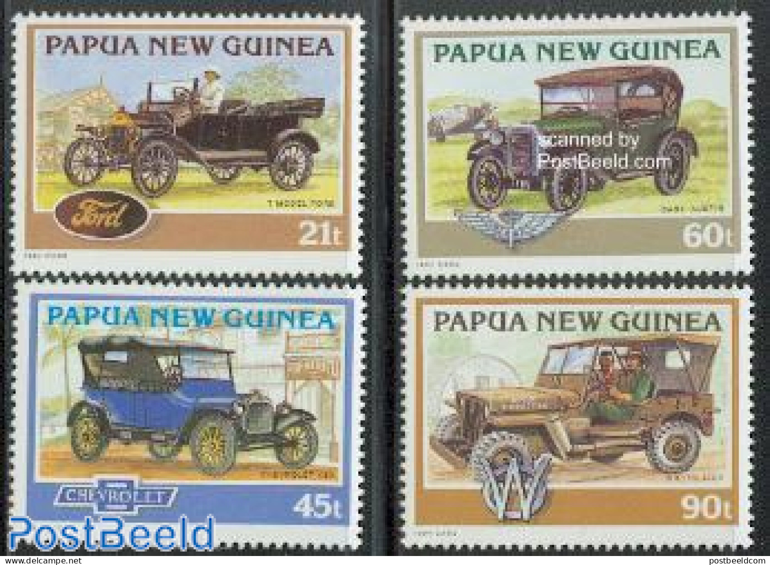 Papua New Guinea 1994 Automobiles 4v, Mint NH, Transport - Automobiles - Auto's