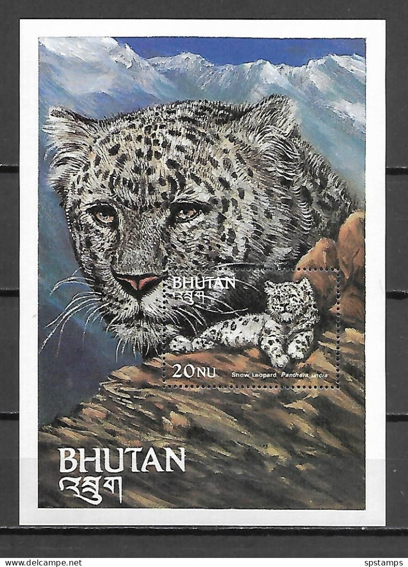 Bhutan 1984 Animals Endangered Species - Snow Leopard MS MNH - Félins