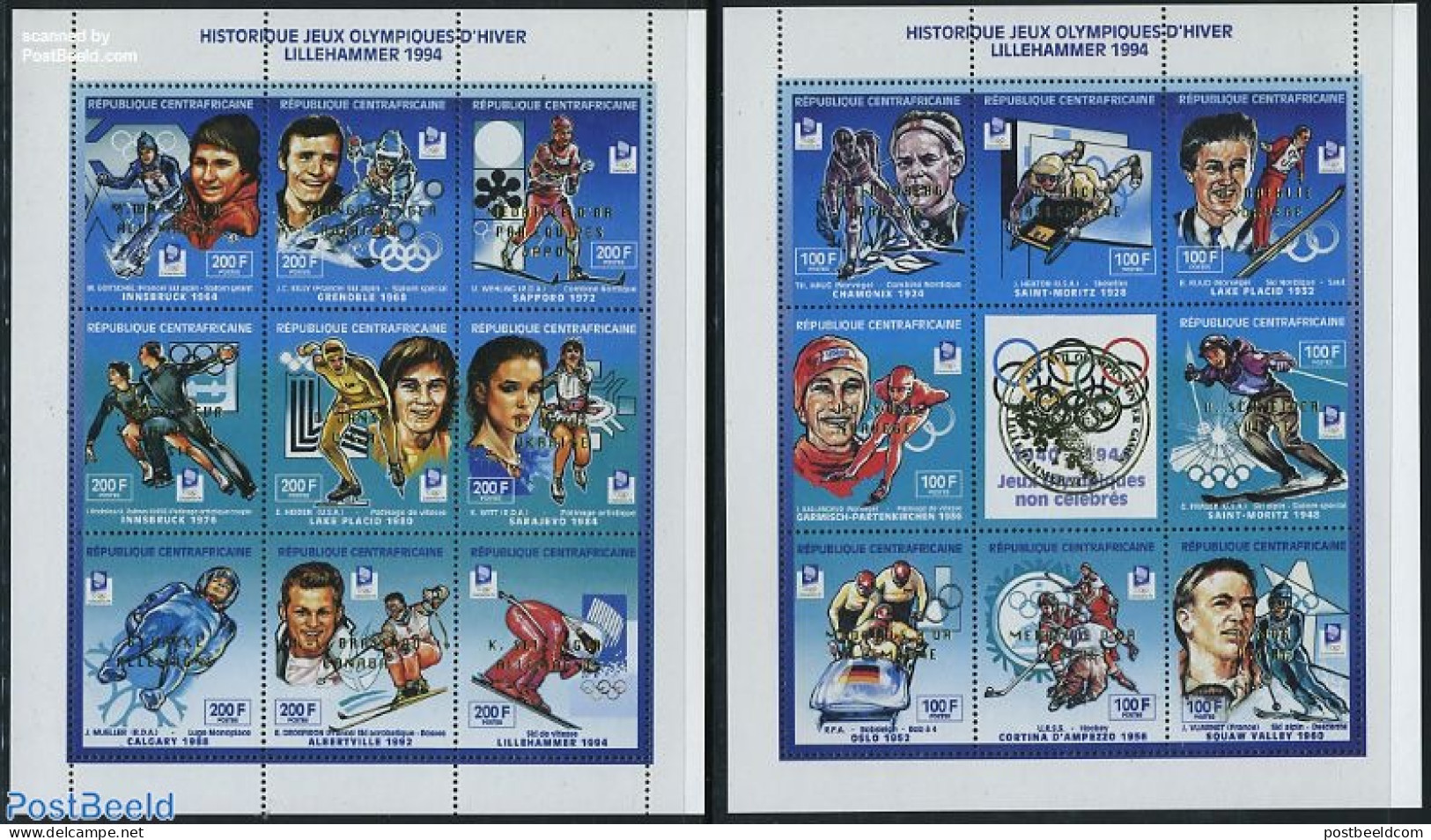 Central Africa 1994 Olympic Winter Winners 17v (2 M/s), Mint NH, Sport - Olympic Winter Games - Central African Republic