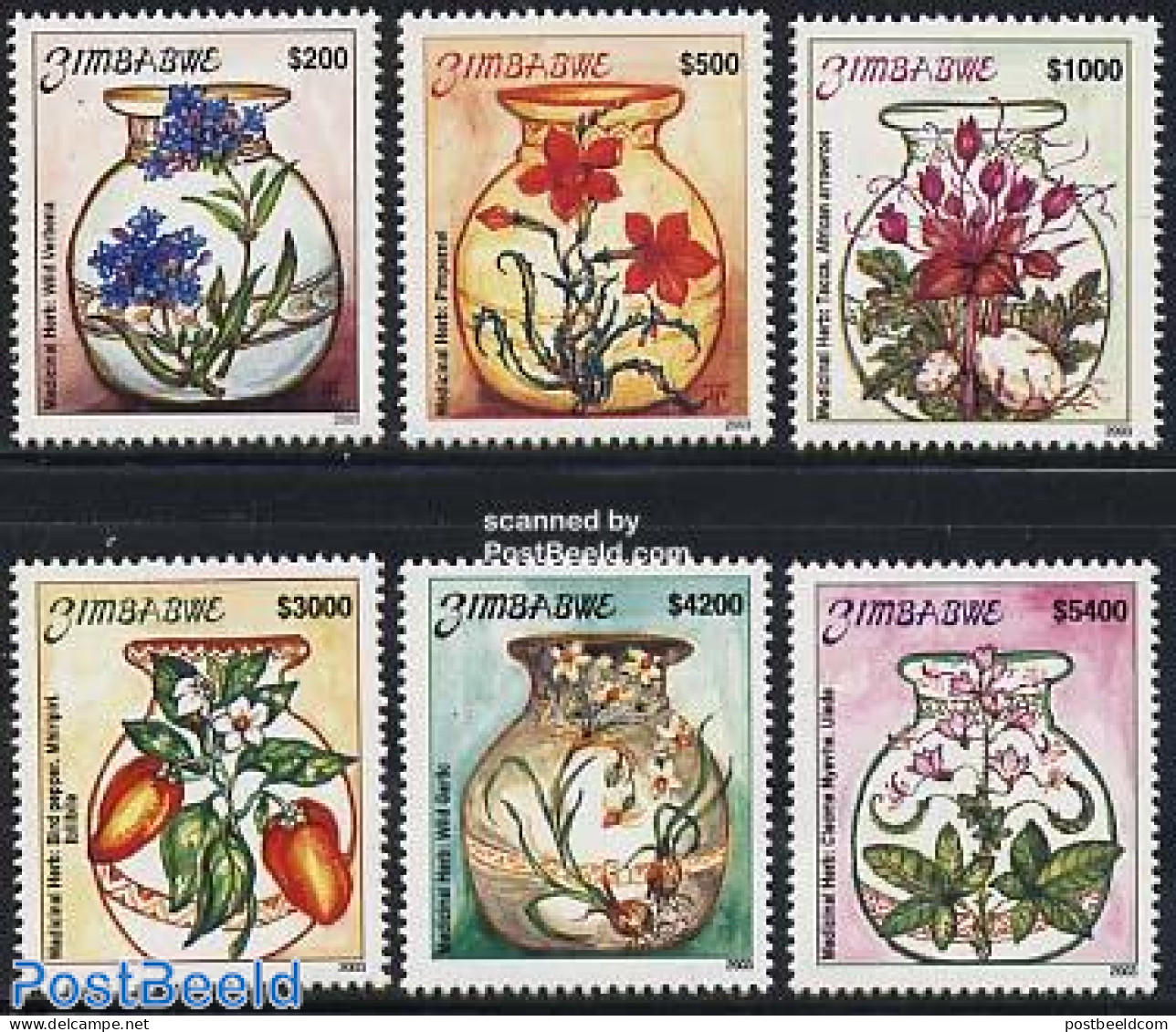 Zimbabwe 2003 Medical Plants 6v, Mint NH, Health - Nature - Health - Flowers & Plants - Zimbabwe (1980-...)