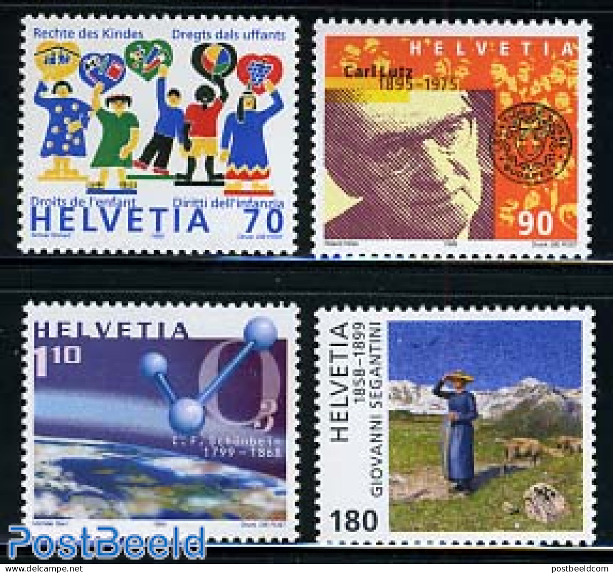 Switzerland 1999 Mixed Issue 4v, Mint NH, Nature - Science - Various - Cattle - Environment - Chemistry & Chemists - J.. - Nuovi