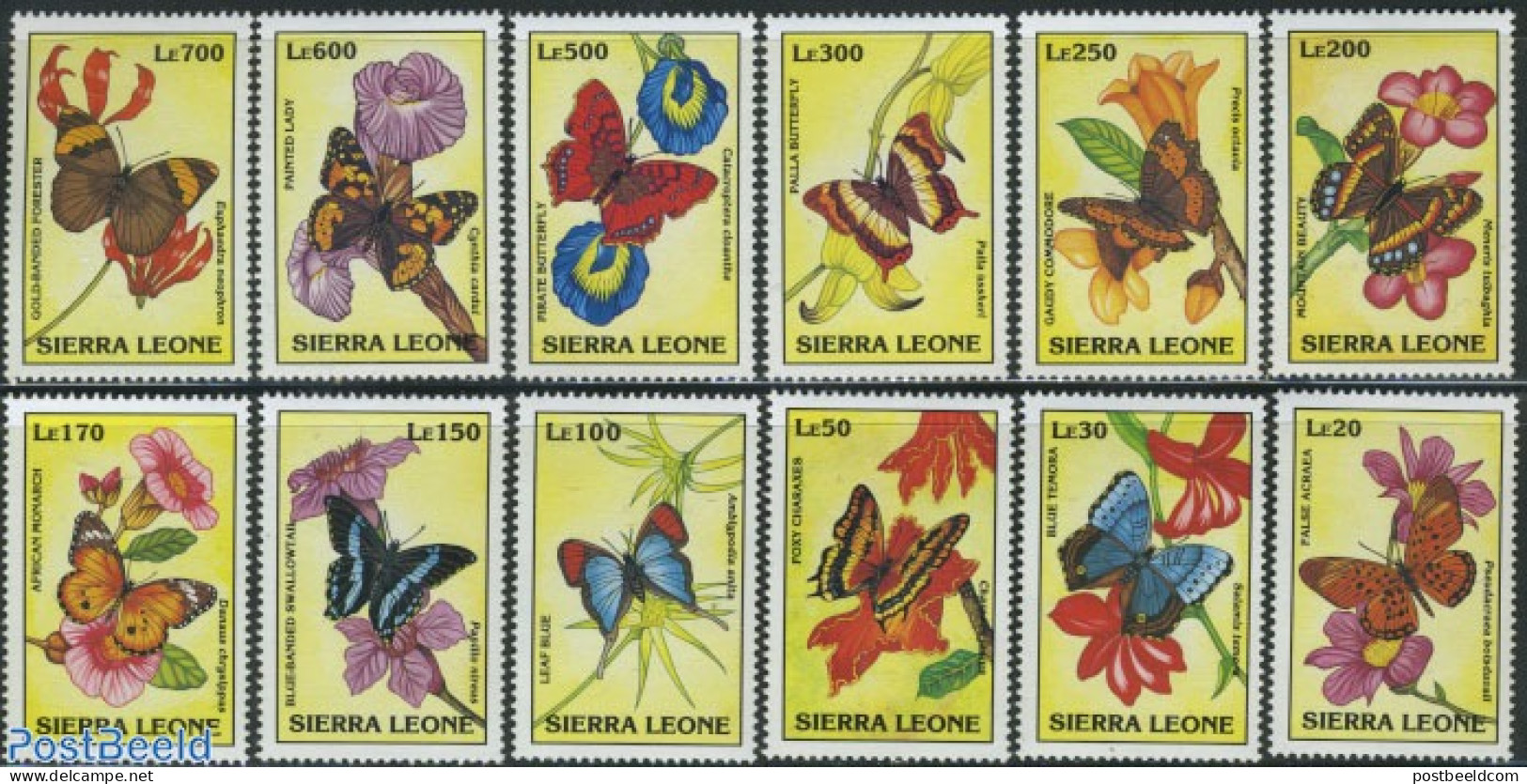 Sierra Leone 1993 Butterflies 12v, Mint NH, Nature - Butterflies - Sonstige & Ohne Zuordnung