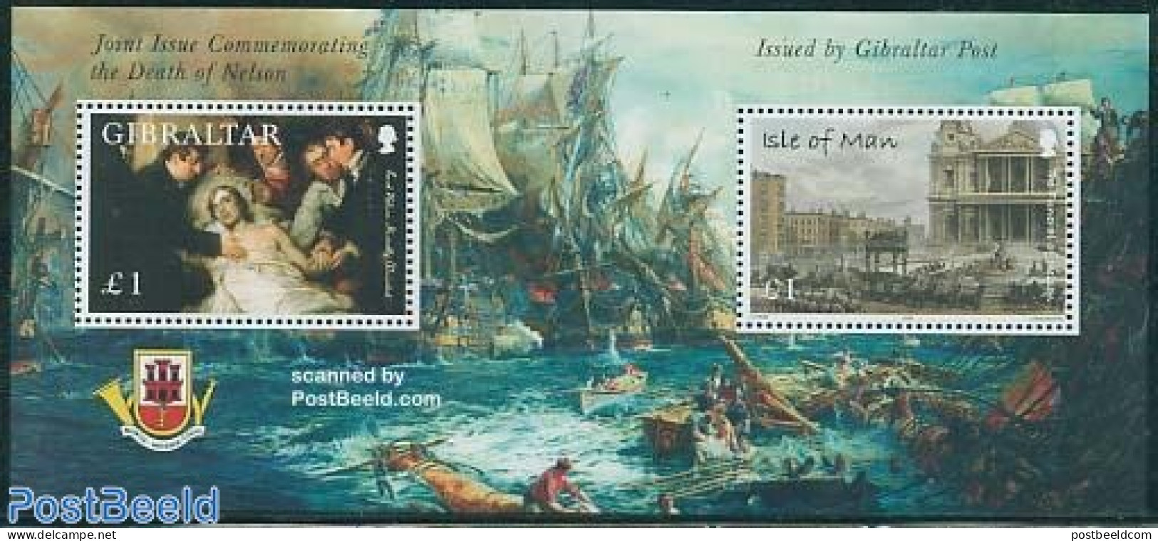 Gibraltar 2005 Battle Of Trafalgar S/s, Death Of Nelson, Mint NH, Nature - Transport - Various - Horses - Ships And Bo.. - Schiffe