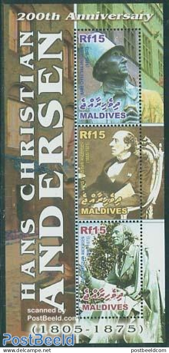 Maldives 2005 H.C. Andersen 3v M/s, Mint NH, Art - Fairytales - Sculpture - Märchen, Sagen & Legenden