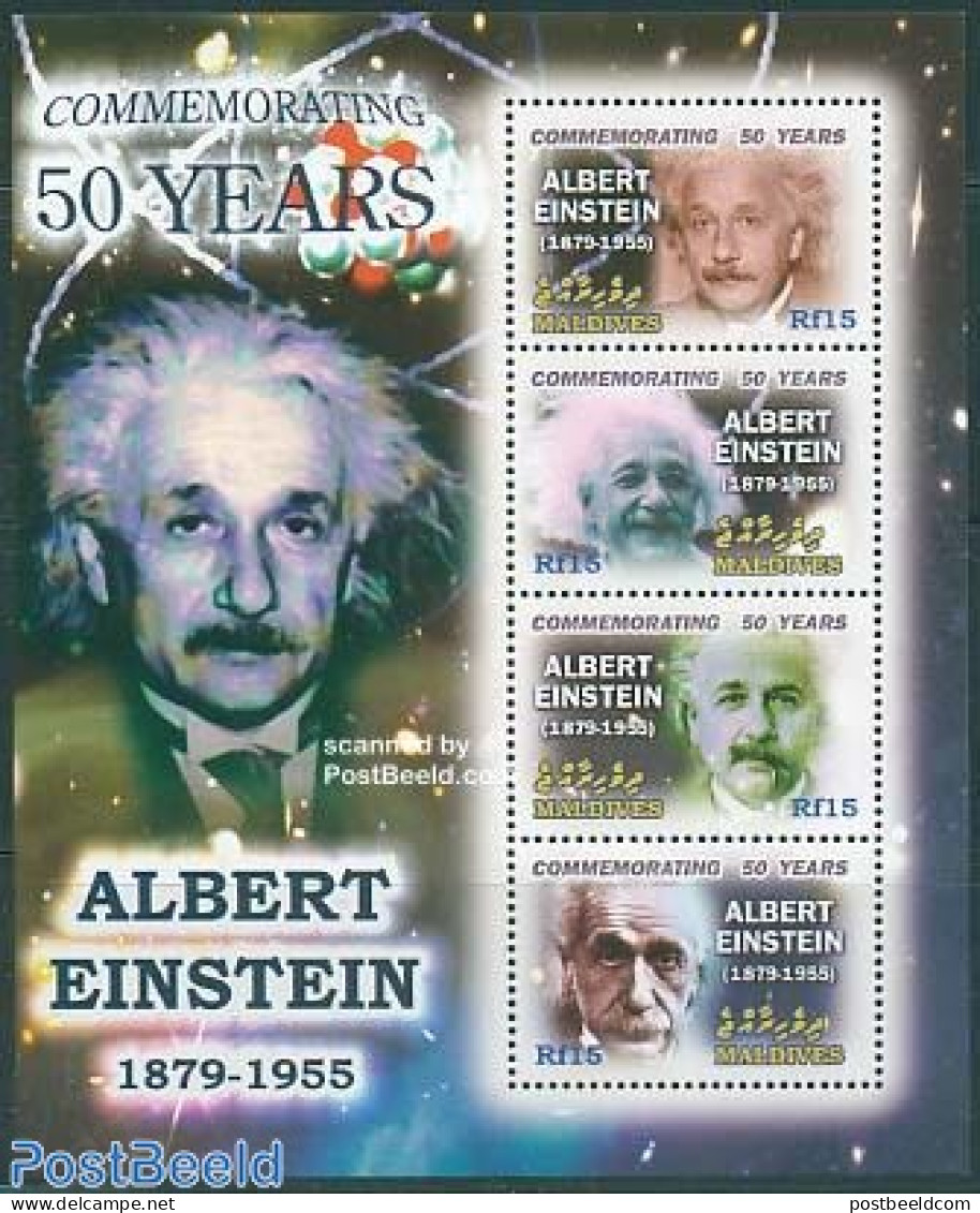 Maldives 2005 Albert Einstein 4v M/s, Mint NH, History - Science - Nobel Prize Winners - Physicians - Nobelpreisträger