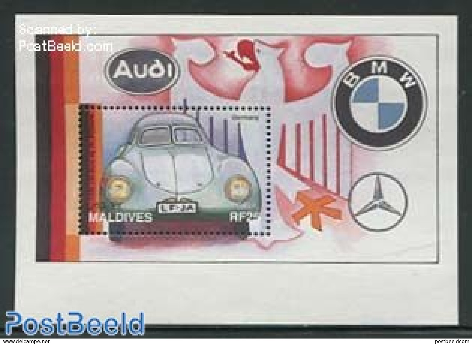 Maldives 1997 Porsche 60K S/s, Mint NH, Transport - Automobiles - Cars