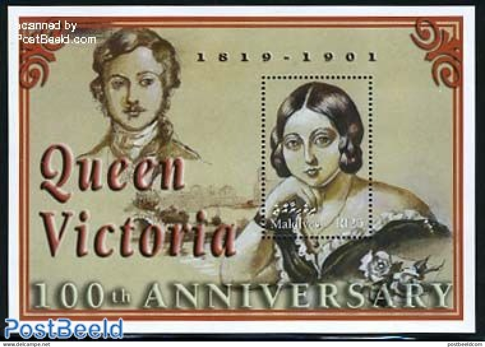 Maldives 2001 Queen Victoria S/s, Mint NH, History - Kings & Queens (Royalty) - Familles Royales