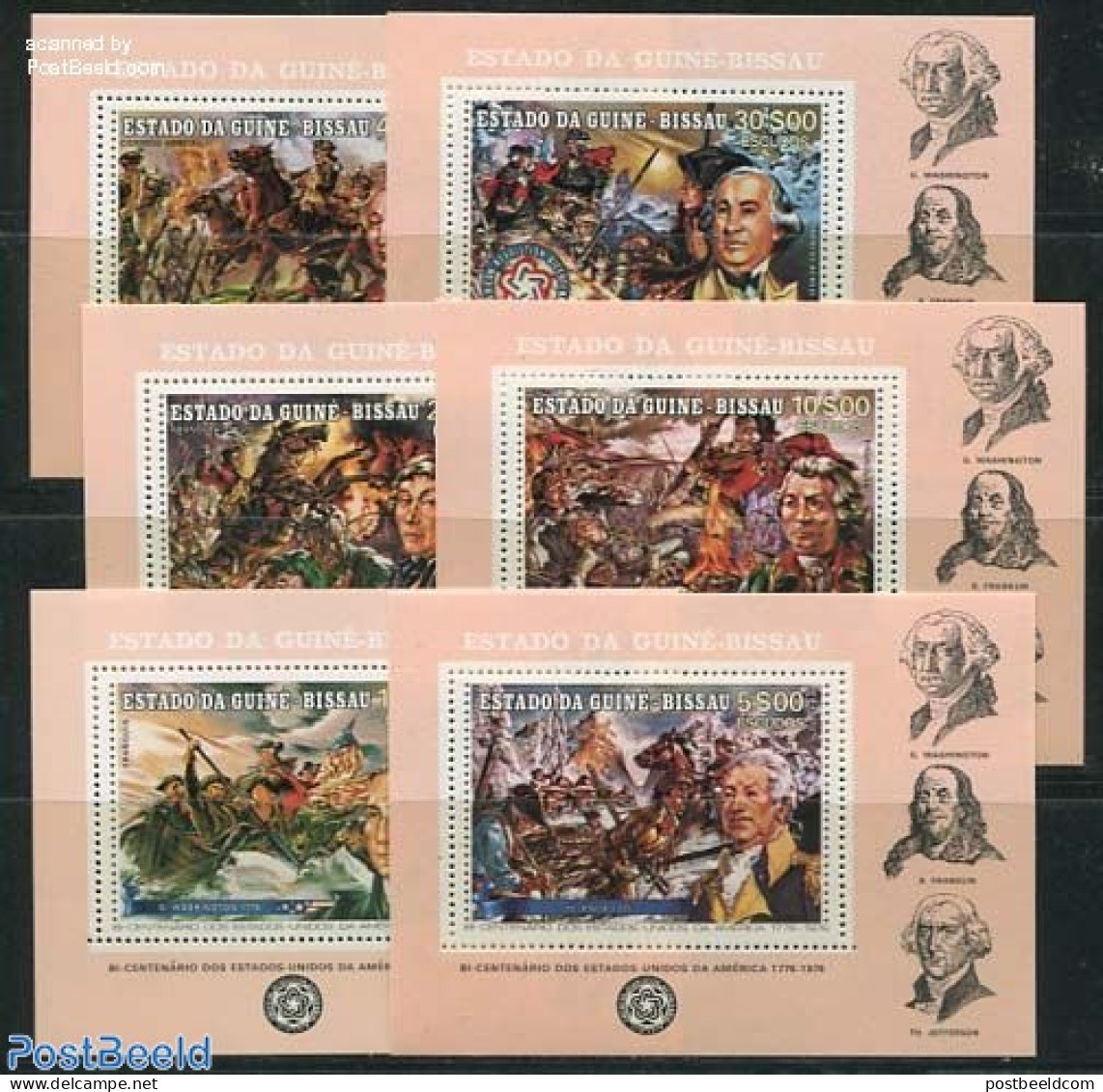 Guinea Bissau 1976 US Independence Bicentenary 6 S/s, Mint NH, History - Nature - Transport - US Bicentenary - Horses .. - Bateaux