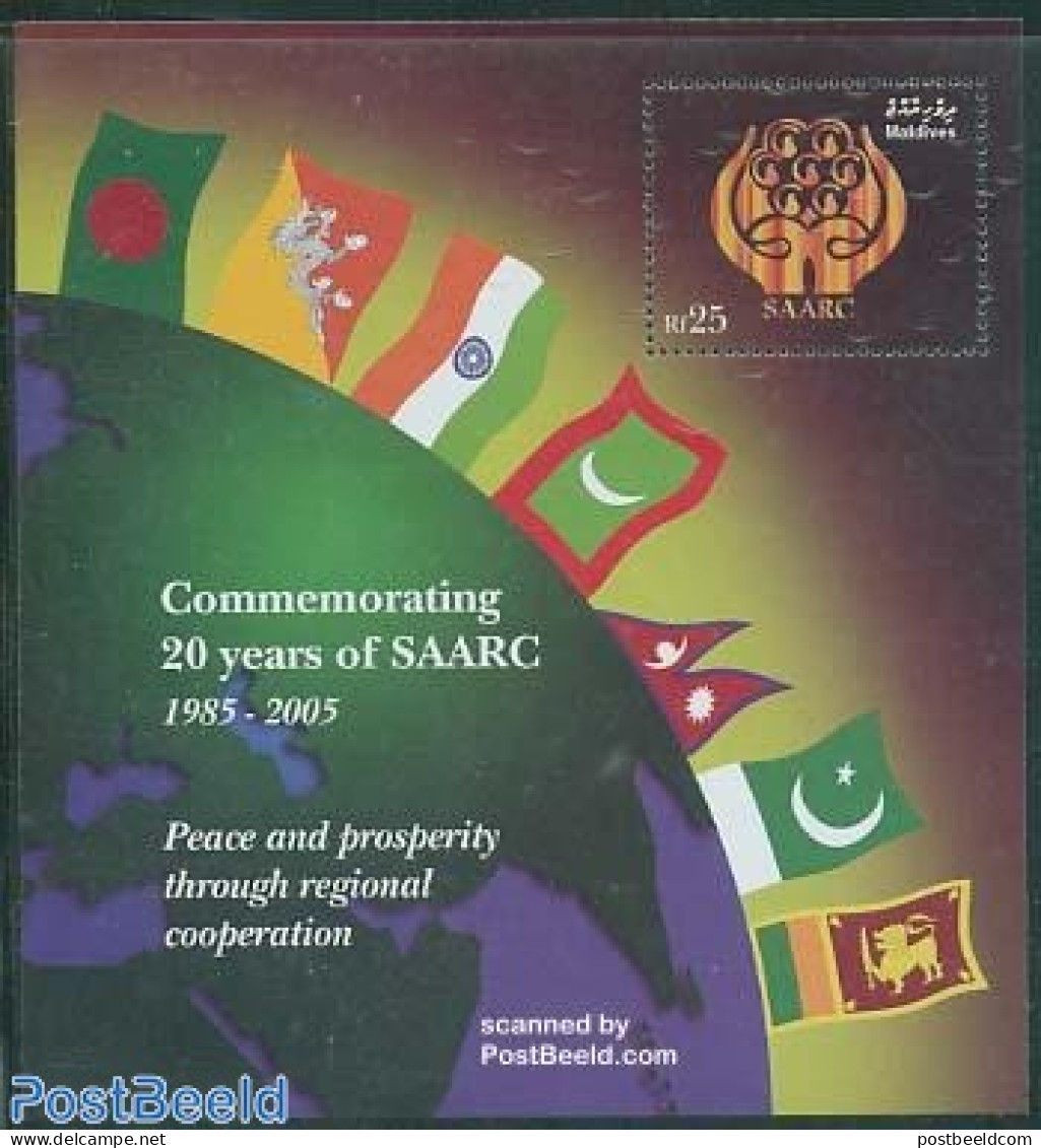 Maldives 2006 25 Years SAARC S/s, Mint NH, History - Various - Flags - Maps - Géographie