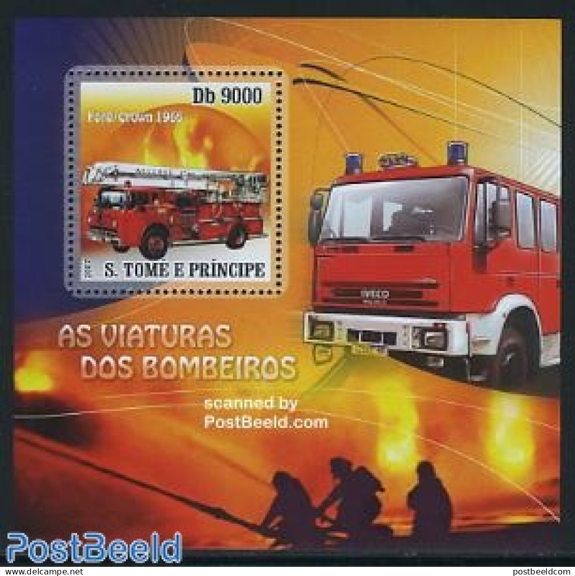Sao Tome/Principe 2007 Fire Brigade S/s, Mint NH, Transport - Automobiles - Fire Fighters & Prevention - Auto's